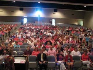 2010 Opening Day Penn Manor staff gathers in the auditorium