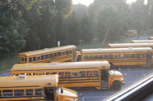 buses arriving at the high school