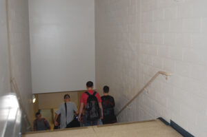 kids going down the stairs