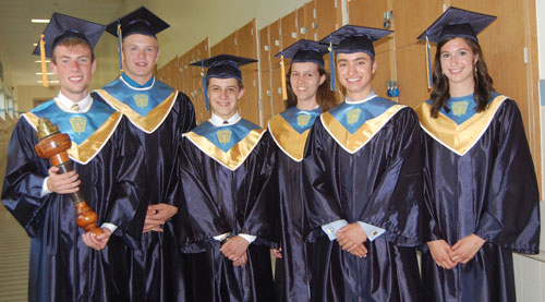 Pictured are the Class of 2011 commencement speakers. From left, Jesse Graham, Anderson Olson, Ben Clark, Helen Hutchens, Lars Andersen, and Katie Maisel