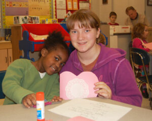 Mr. Berry's kindergarten classes at Letort Elementary partnered with their fifth grade buddies to make valentines