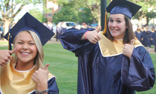 Graduates give the thumbs up