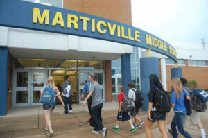 Mr. Rich Eby, principal at Marticville Middle School, welcomes seventh and eighth grade students.