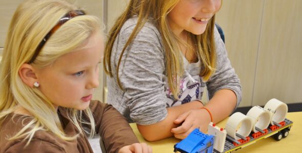 Lessons utilize everyday materials, such as Legos, empty drink containers, meat trays, straws, rubber bands and paper clips that students use to build and test simple machines such as airplanes, rainwater harvesters and birdhouses.