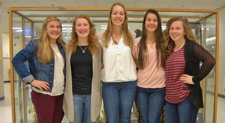 From left are Cassie Kline, Michele Enck, Kayla Herr, Desiree Landis and Rachel Suter.