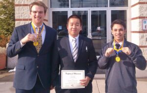 Pictured, from left, are FBLA members Jack Elliot, Steven Ho and Peter Lombardo.
