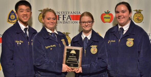 The Milk Quality and Products team includes, from left, Nate Phan, Shyanne Murray, Neve Consylman and Rose Drumm. (Allison Hoover photo)