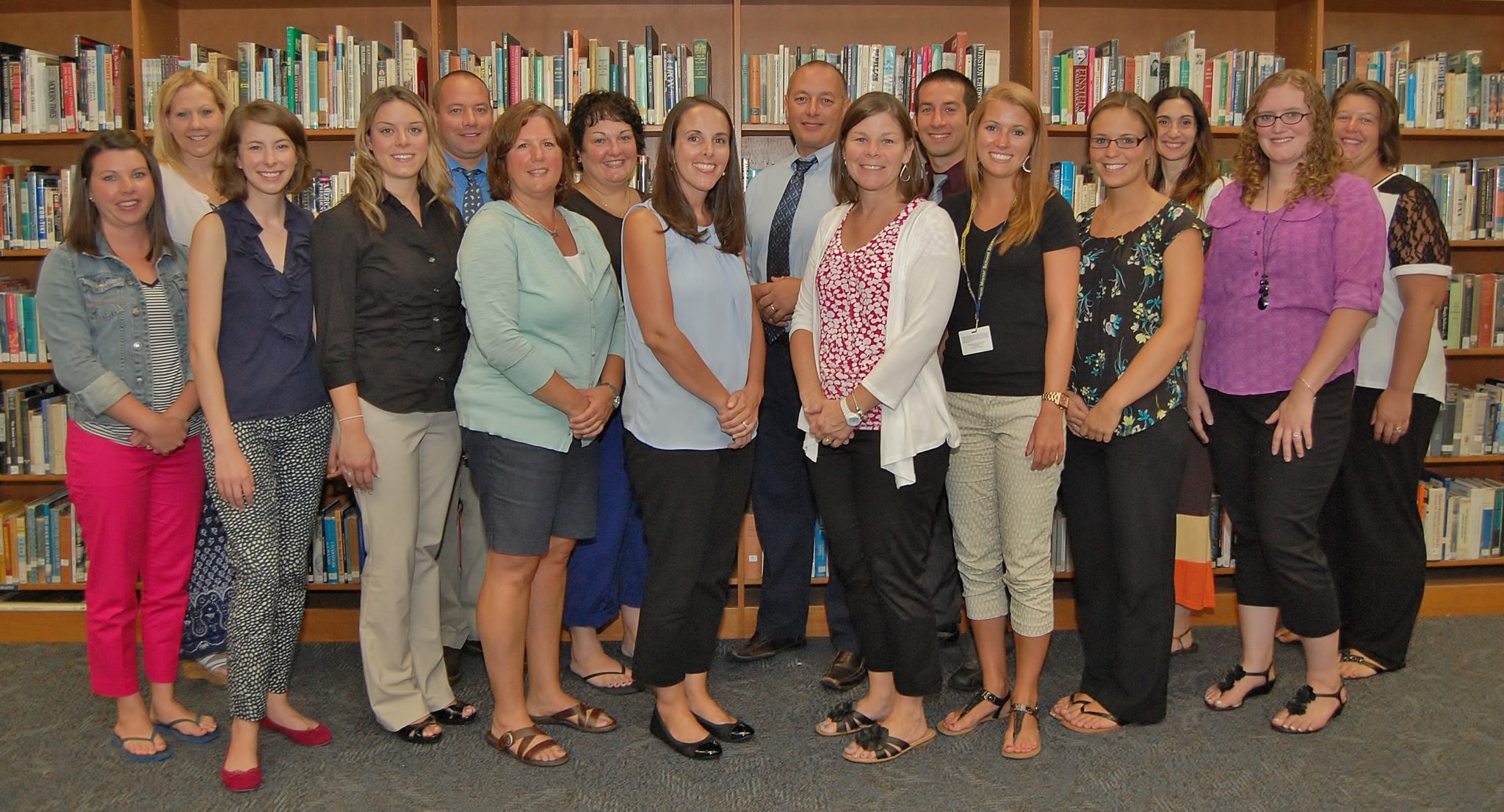 New elementary teachers include, from left, Pamela Nichols, Debra Beighley, Elizabeth Raff, Mary Fellen, Jarred Fitzkee, Wendy Lutz-Terry, Bethany Bachman, Elizabeth Binkley, Steve Sellers, Alison Witmer, Richard Bodde, Kara Sangrey, Jourdan Brill, Antonella Kirchner, Jennifer Fisher and Katrina Nesmith.