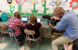 Students in a PMHS horticulture class are filmed using open source resources on their school-issued laptops.