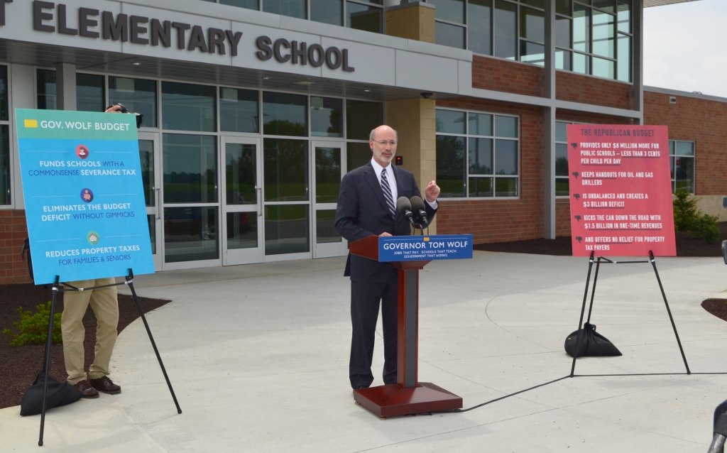 Governor Wolf in front of Hambright Elementary School