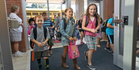 Students are all smiles upon entering Martic ES.