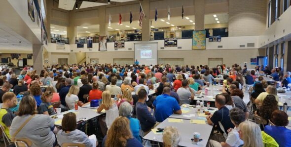 The cafeteria was packed for Opening Day.