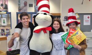 Serteen members, from left, Steve Fafel, Claudia Potter and Kelsey Bricker get ready for the Readathon.