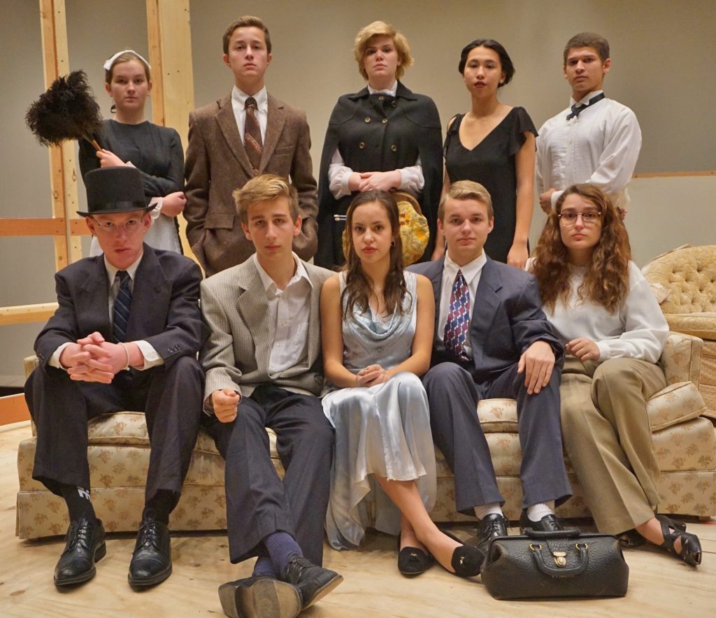 Cast of "And Then There Were None" Back row, from left, Marie Flinchbaugh, Alex Detter, Caitlin Moser, Adelyn Beans and Damien Allman; front row, from left, Garrison Webster, Max Minnick, Claudia Heitland, Alex Patterson and Kassidy Ponton.