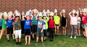 Pequea students with water bottles