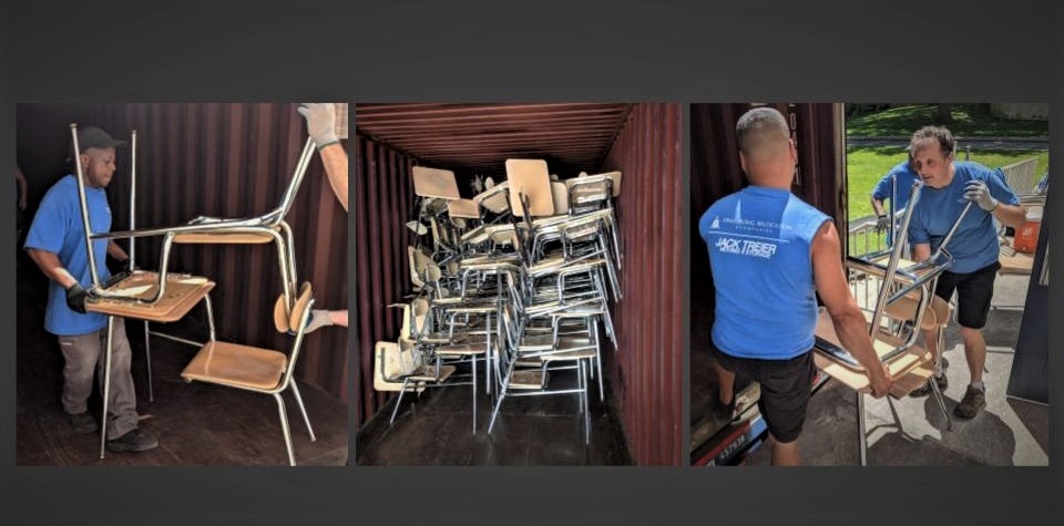 Old high school desks donated to schools in Honduras