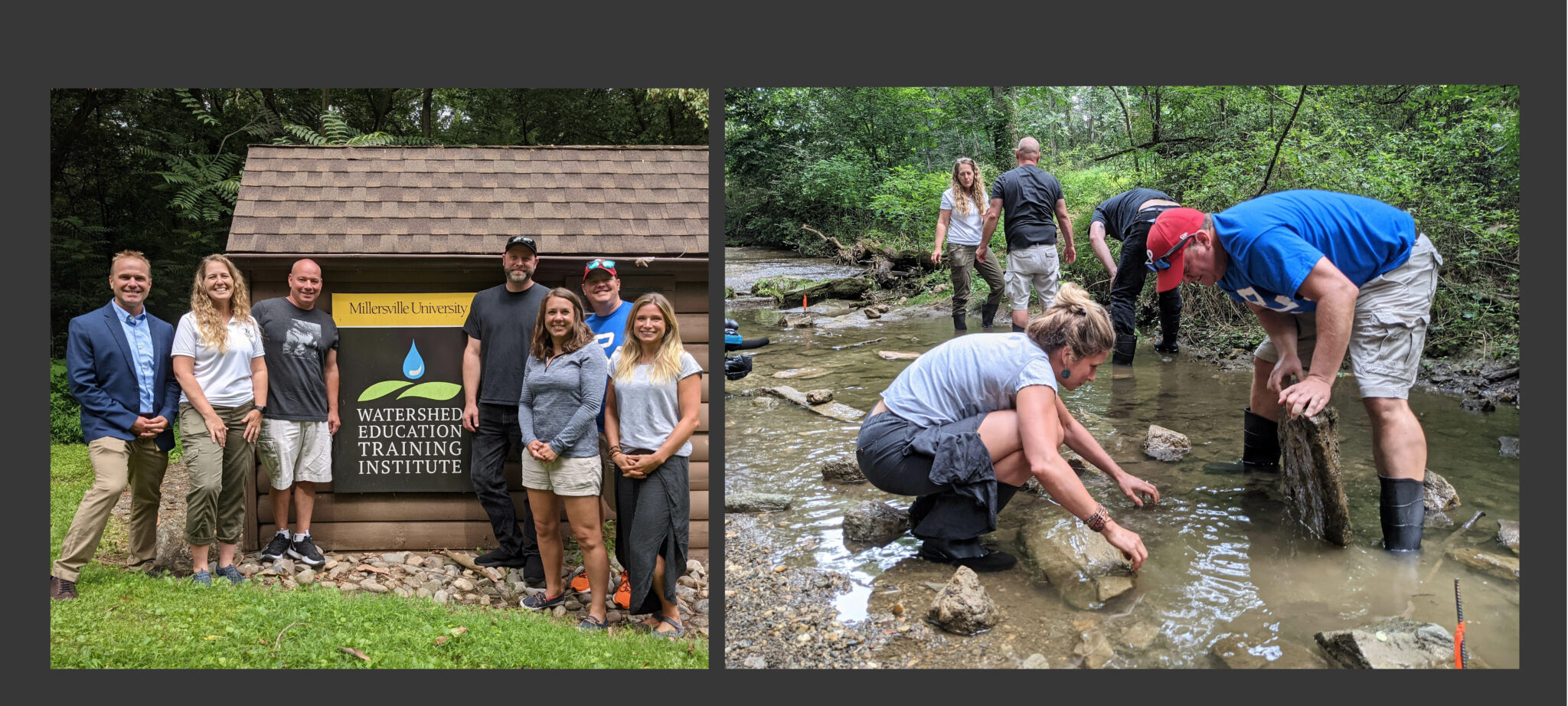 Teachers conducting creek study