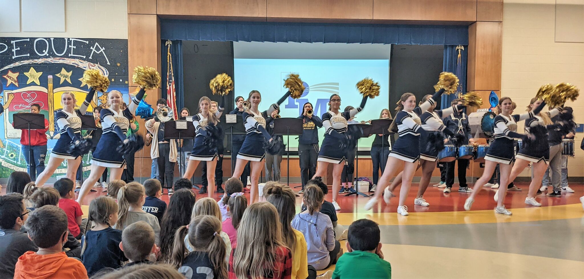 Penn Manor cheerleaders perform at the ceremony