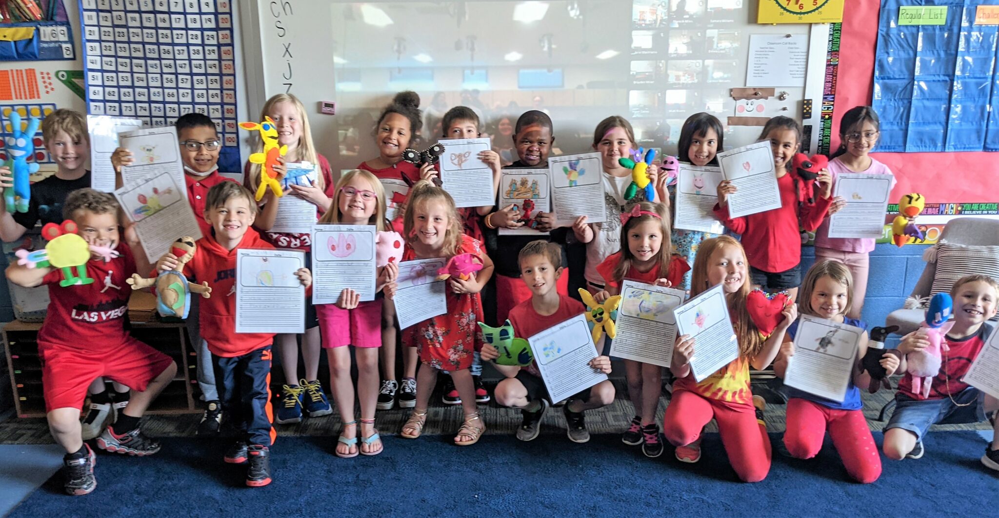 Group photo of Hambright students with monsters.