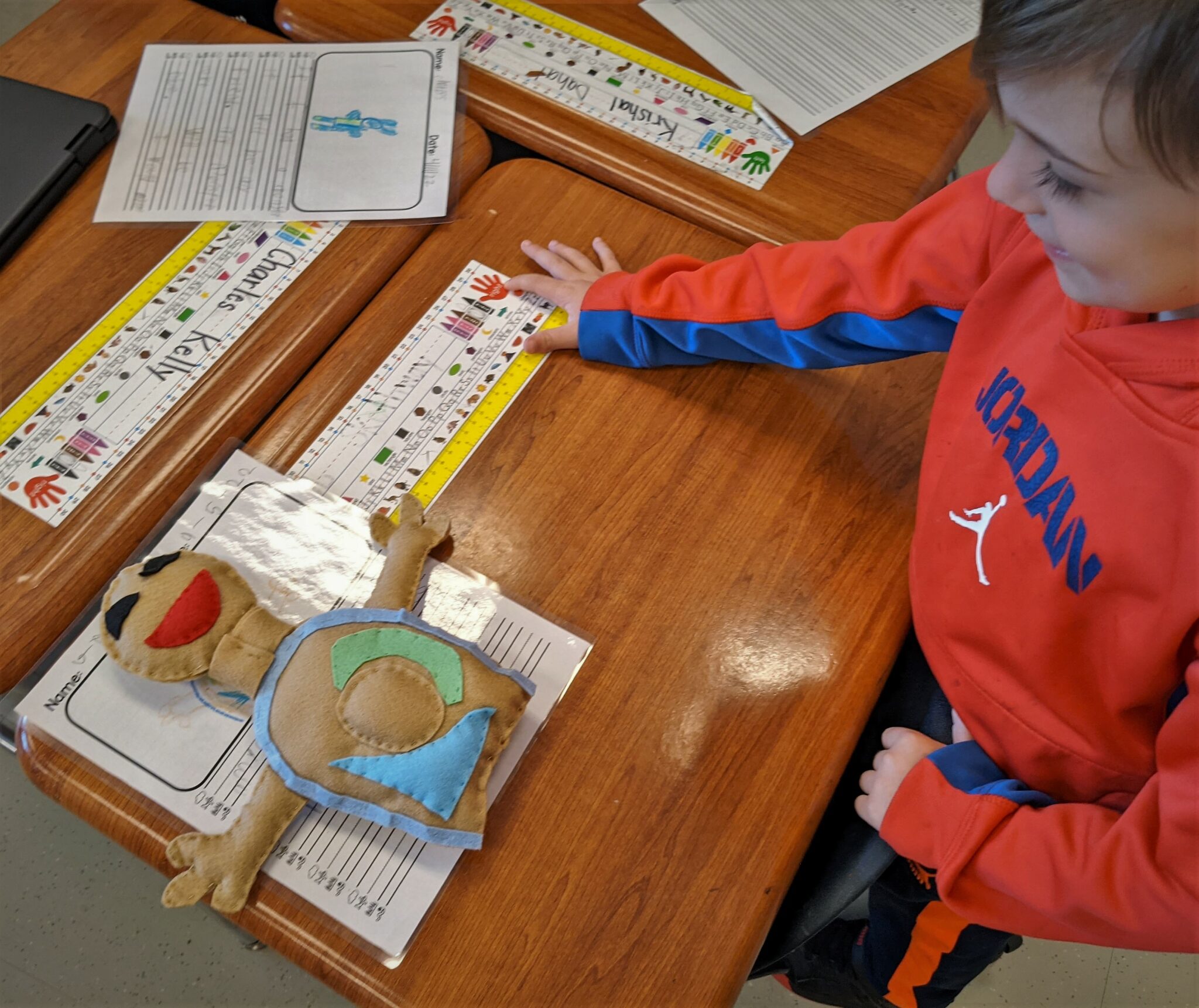 Photo of one student with his monster