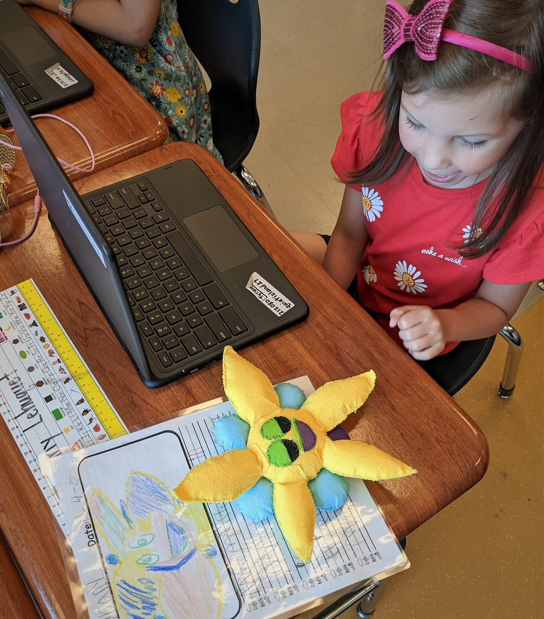 Photo of one student with monster