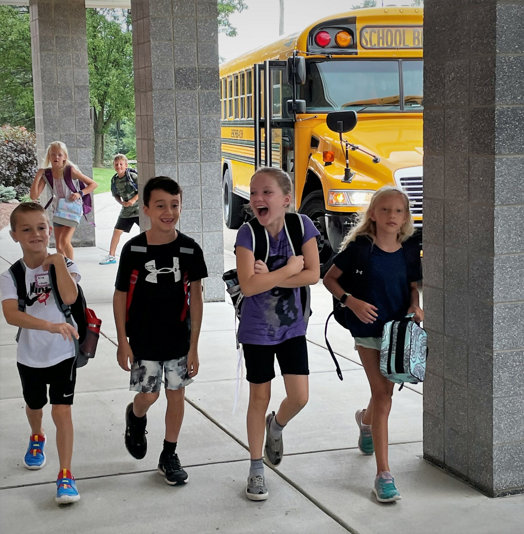 Photo of students entering Martic Elementary School