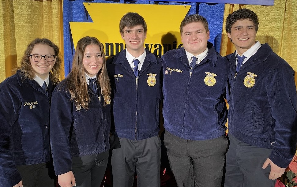 Photo of Keystone Degree recipients, from left, Julie Shirk, Chloe Perry, Timothy Frey, Brandon McMichael, Ezekiel Smith.