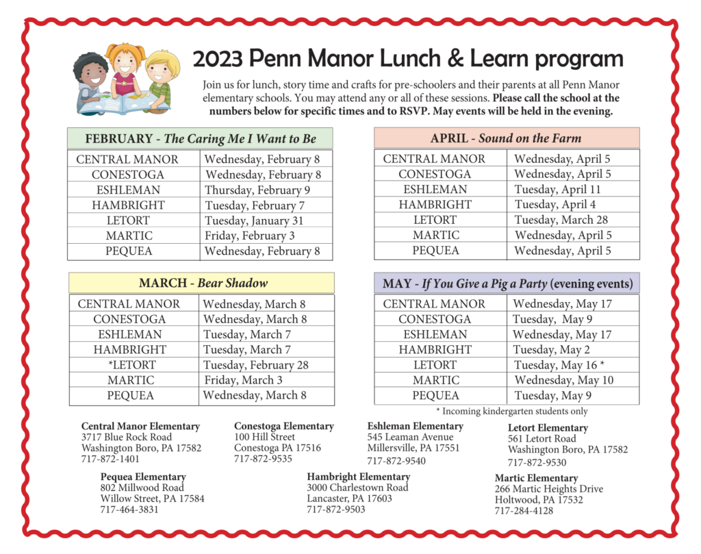 Lunch & Learn activities offered to preschoolers beginning January 31