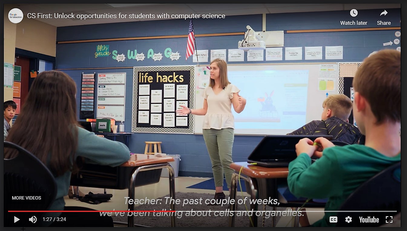 Photo of screenshot of classroom taken from the video.