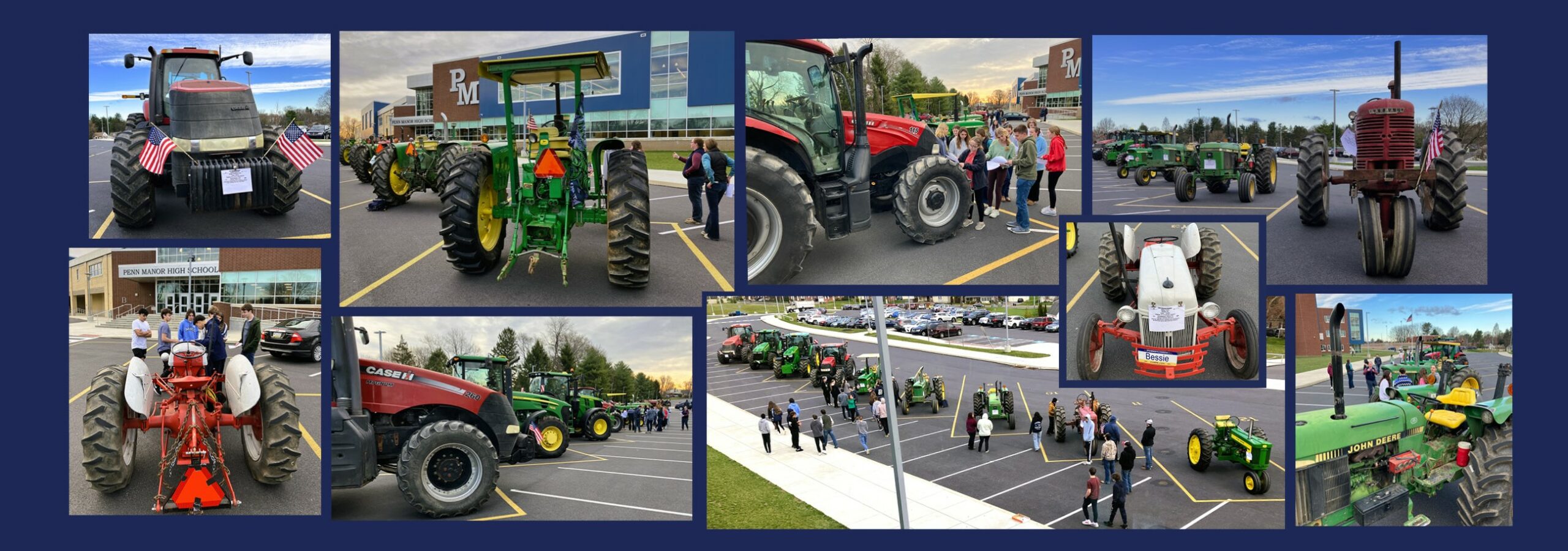 Nine photos of tractors.