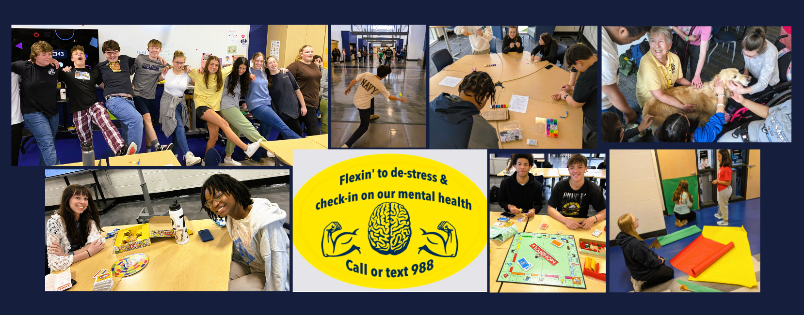 Multiple photos of activities held during Friday Fun Day.