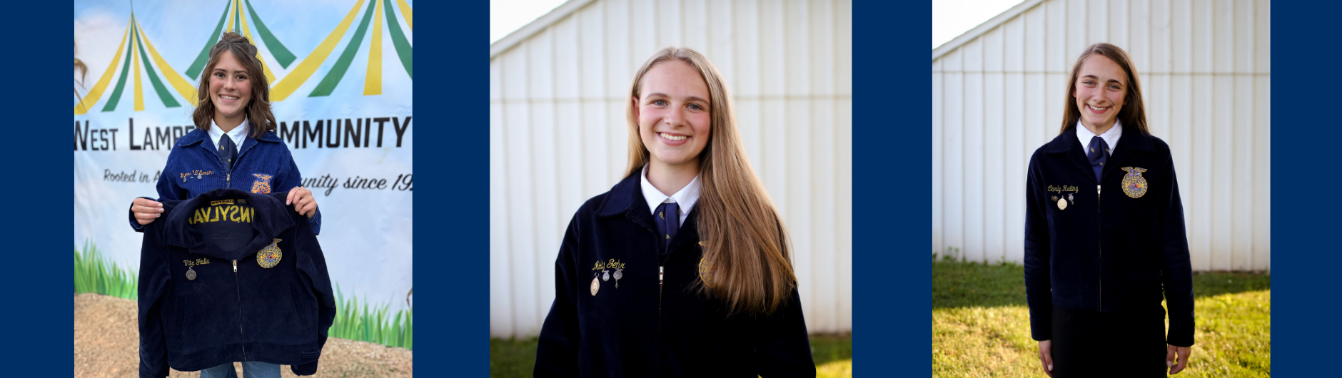 Photos of the three FFA American Degree recipients.