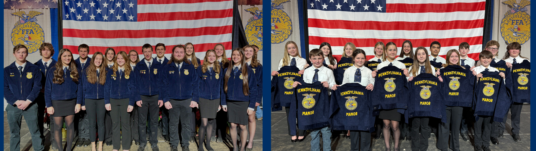 Manor FFA students that received Keystone Degrees. Other students received their FFA jackets at the Mid-Winter Convention.