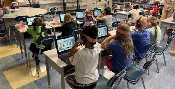 Students from LeTort participating in a digital citizenship game.